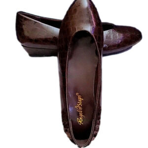 📣Carol Wright iAngel Steps Brown Patent Crocodile Cushioned Flexible  🆕 Box 7️